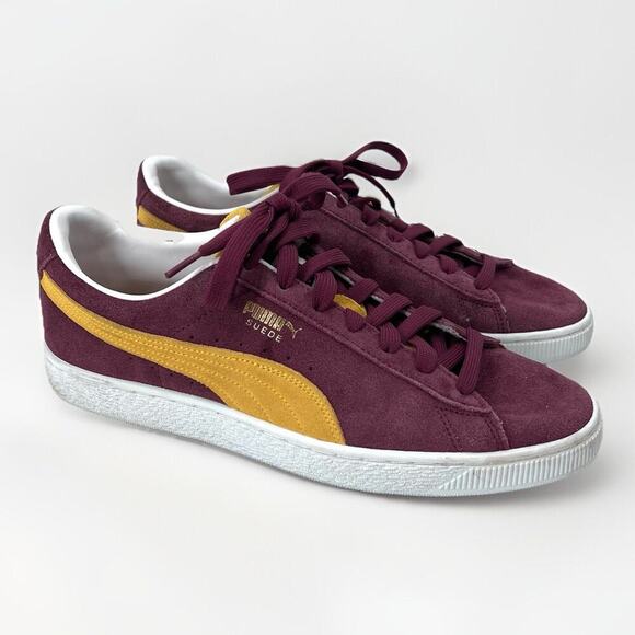 Puma Suede Classic XXI Grape Wine / Dandelion Yellow / White Sneakers - Picture 1 of 7